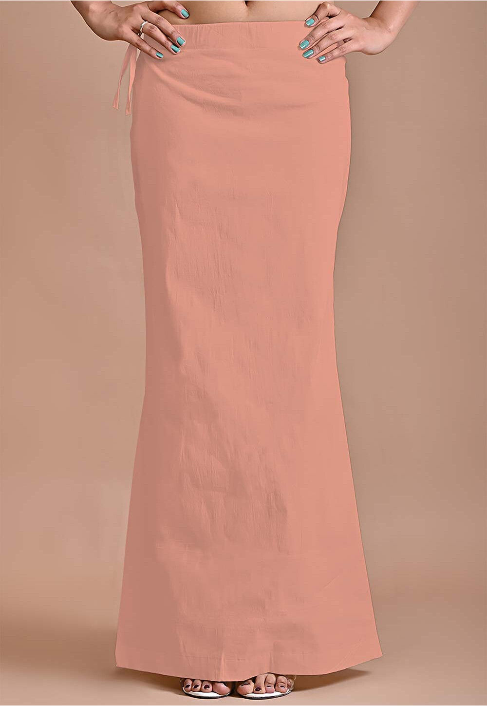 Buy Coral Peach Shapewear Saree Petticoat In Cotton Lycra With