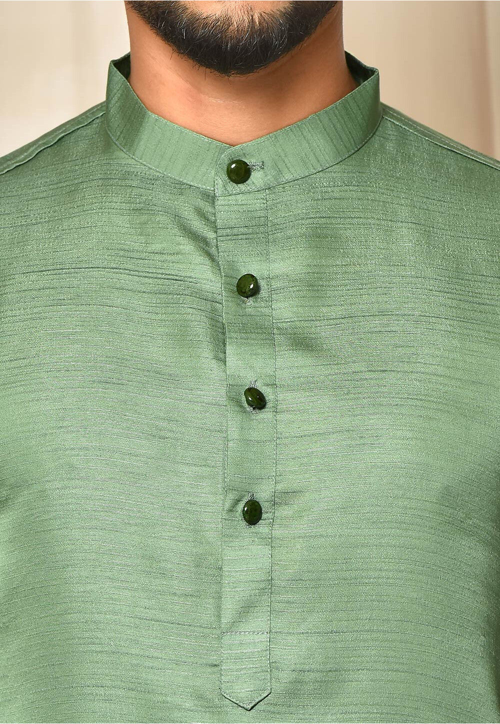 Solid Color Modal Silk Kurta Set in Olive Green : MTX2293