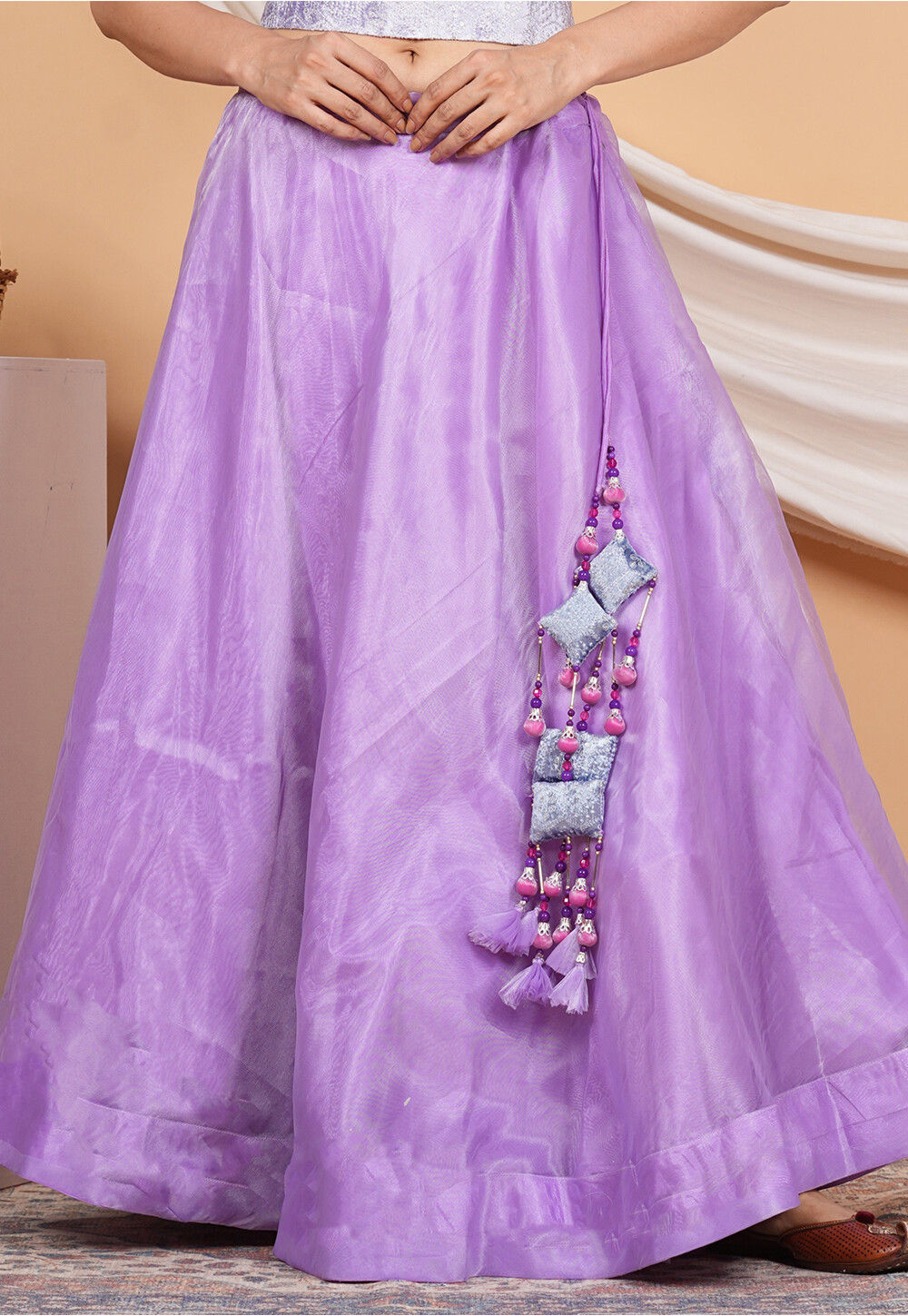 Solid Color Organza Skirt in Purple
