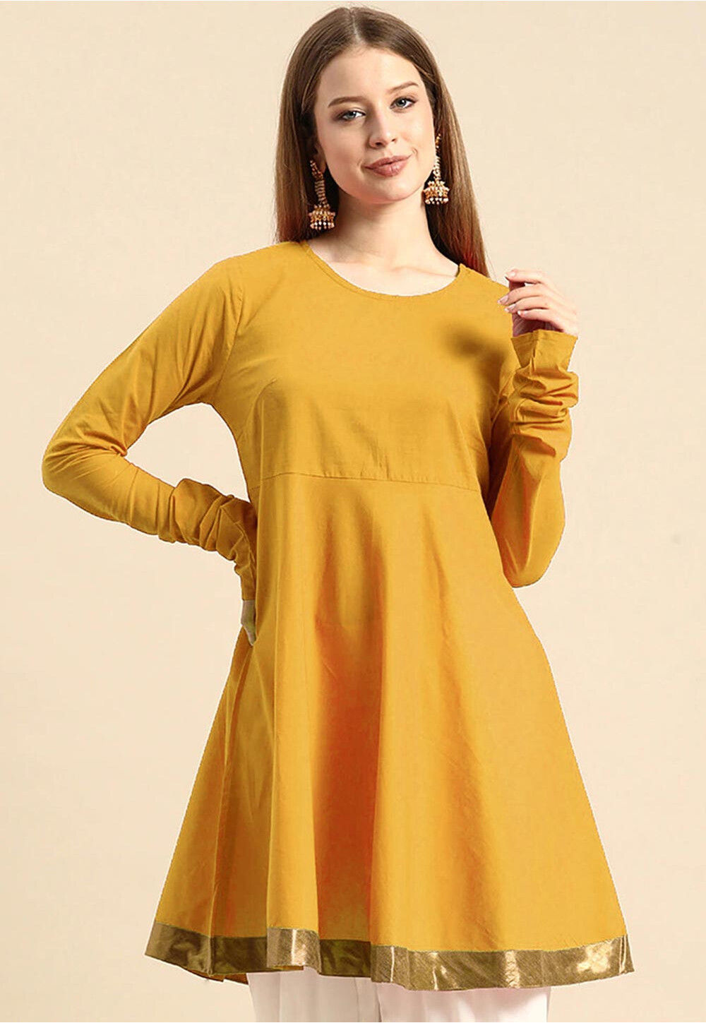 Anouk - By Myntra Kurta For Women Shirt Collar Mustard Yellow Pathani  Printed Kurta Ready To Wear Viscose Rayon Calf Length Designer Kurti Dress  For Women's Regular Kurta - Walmart.com
