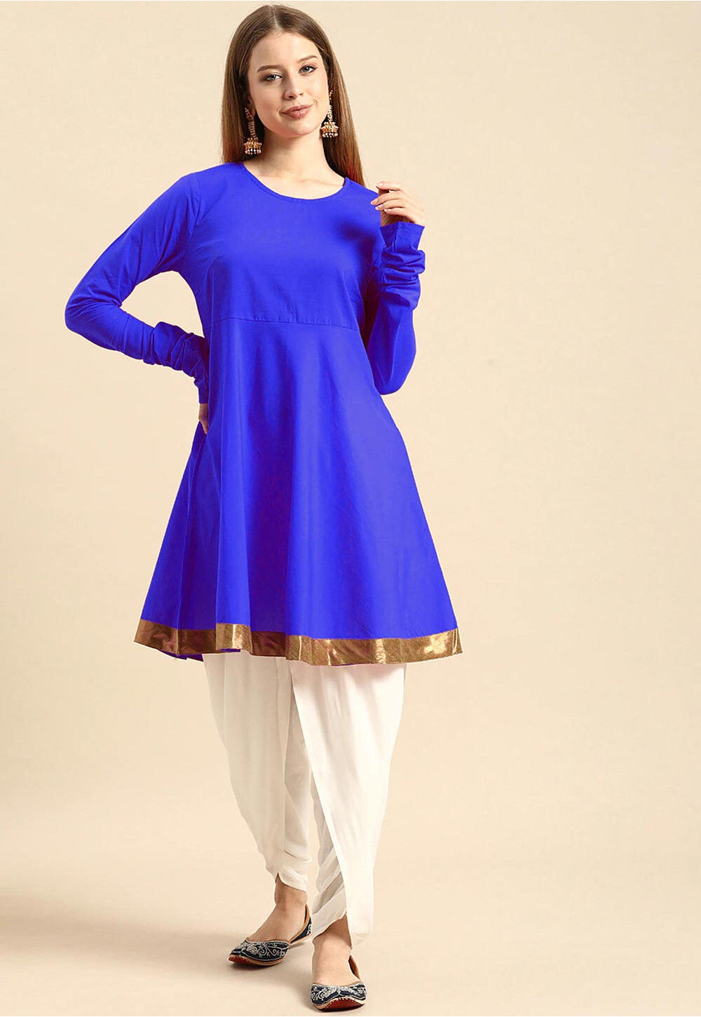 Rama Blue Coloured Fancy Designer Rayon Kurti!! – Royskart