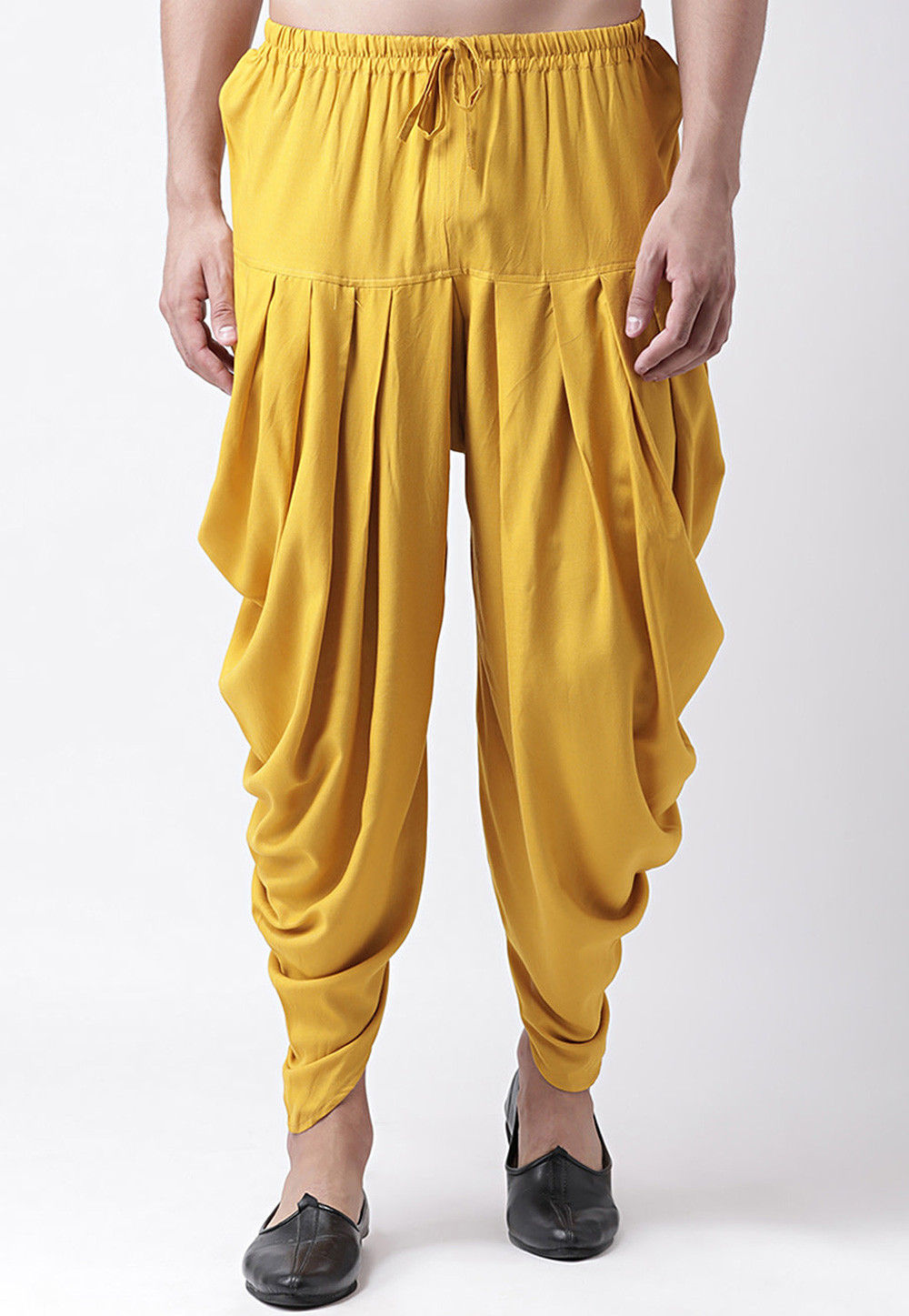 Solid Yellow ankle length cotton dhoti pant  Nayo Clothing