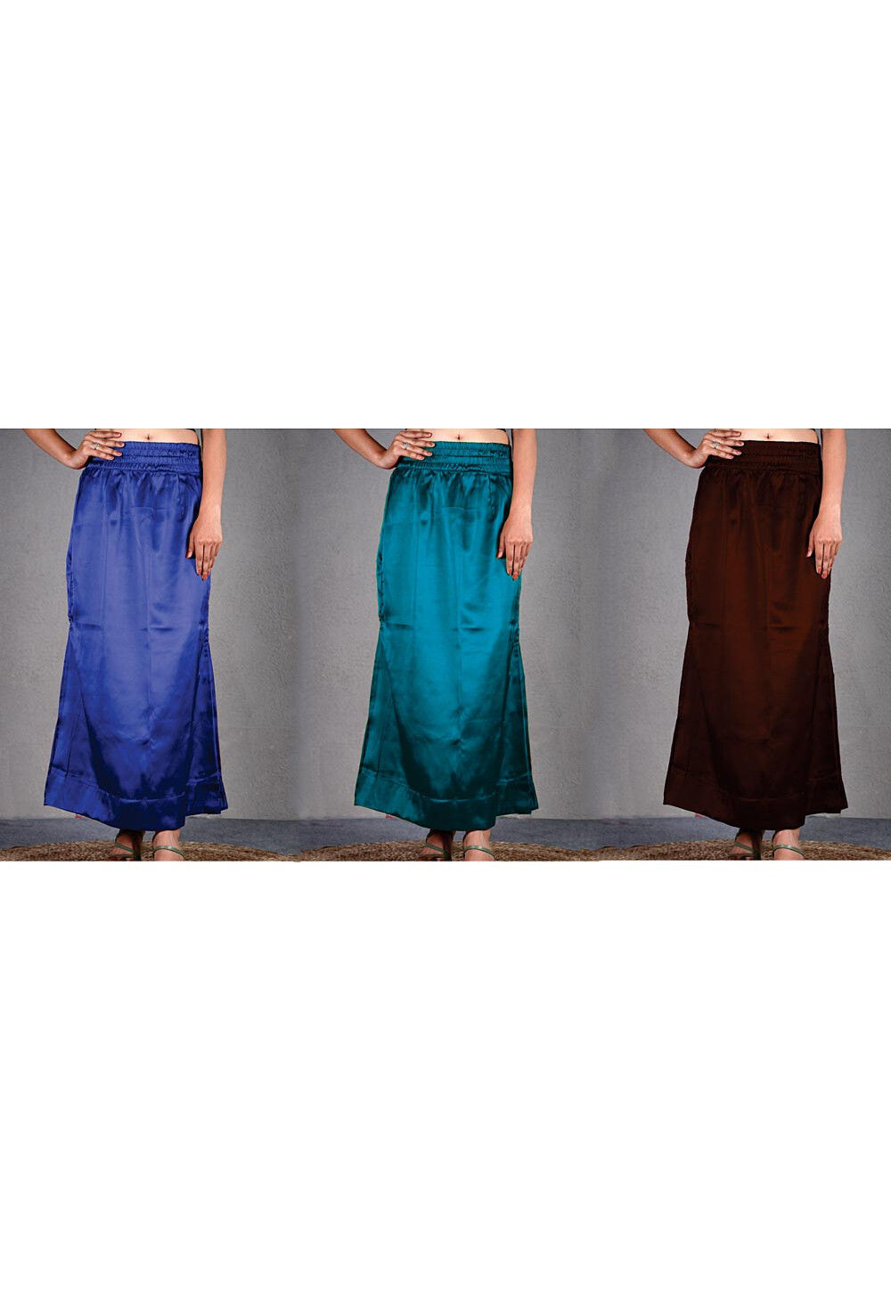 Solid Color Satin Petticoat Combo Set in Multicolor : UAC379