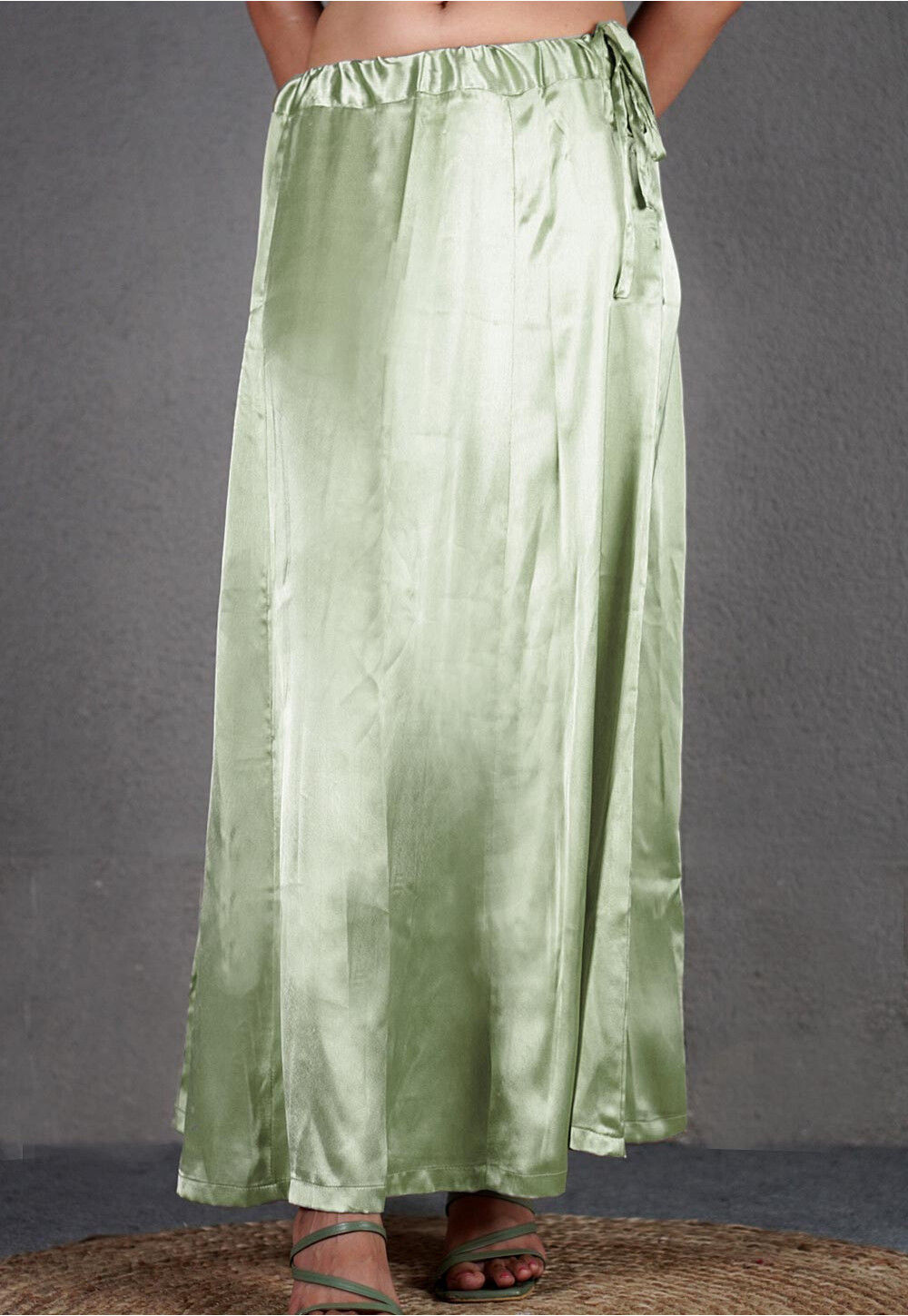 Solid Color Satin Petticoat in Pastel Green