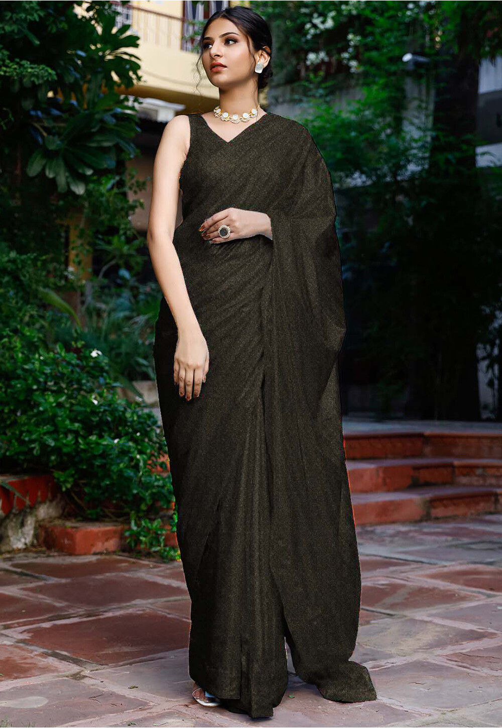 Black Chiffon Saree With Golden Border Designer Saree for Women Wedding  Party Wear Sari Plain Sari for Bridesmaids Gifts for Her Bridal - Etsy