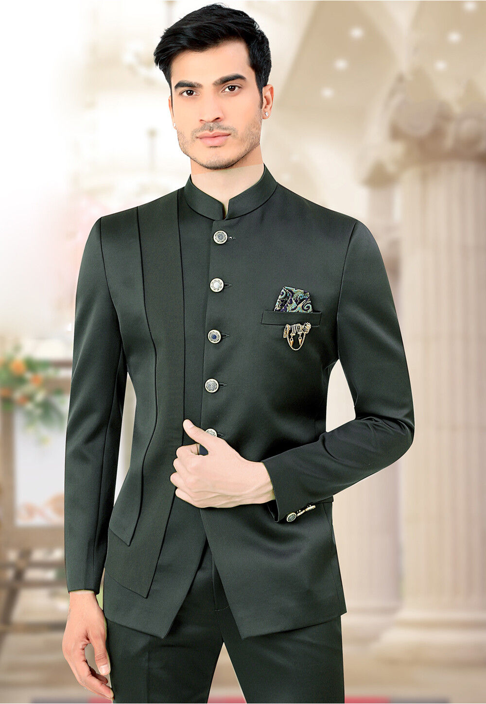 Black Printed Waistcoat Jodhpuri Modi Jacket – Luxurazi