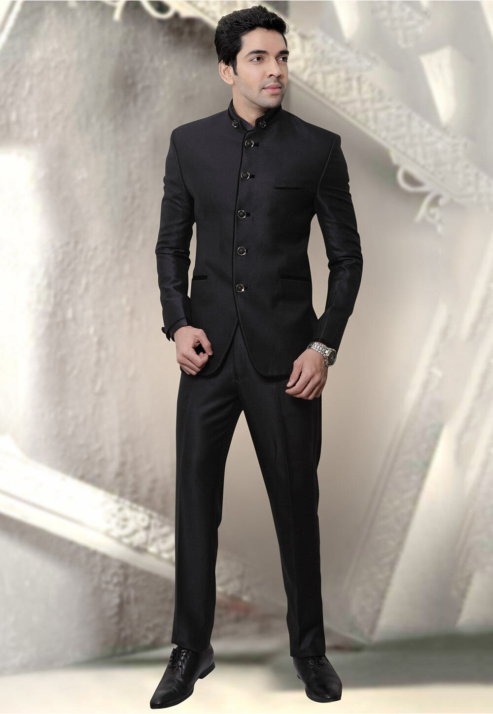 Buy modern Black Sali Patern Jodhpuri Suit online-gemektower.com.vn