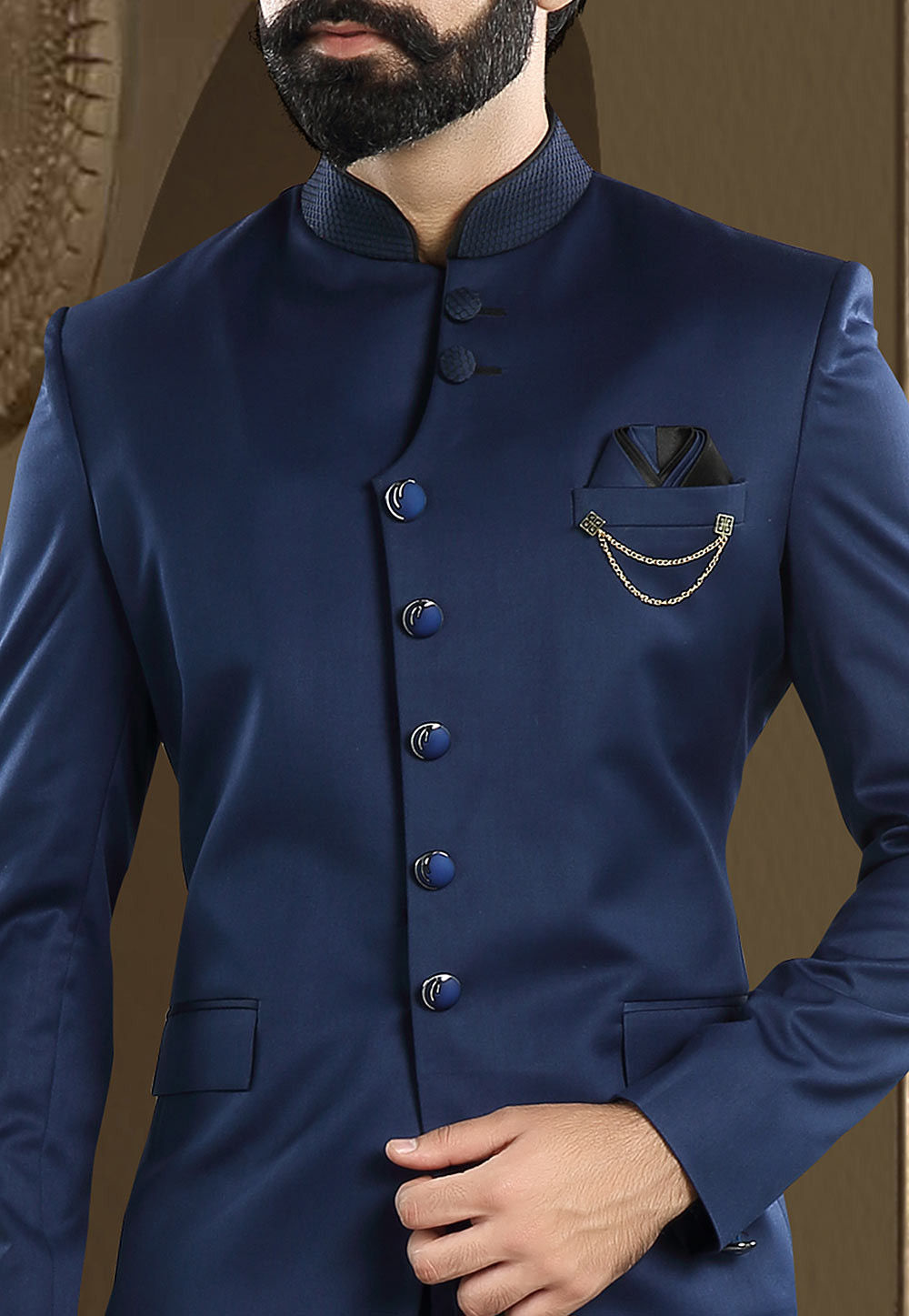 navy blue jodhpuri suit