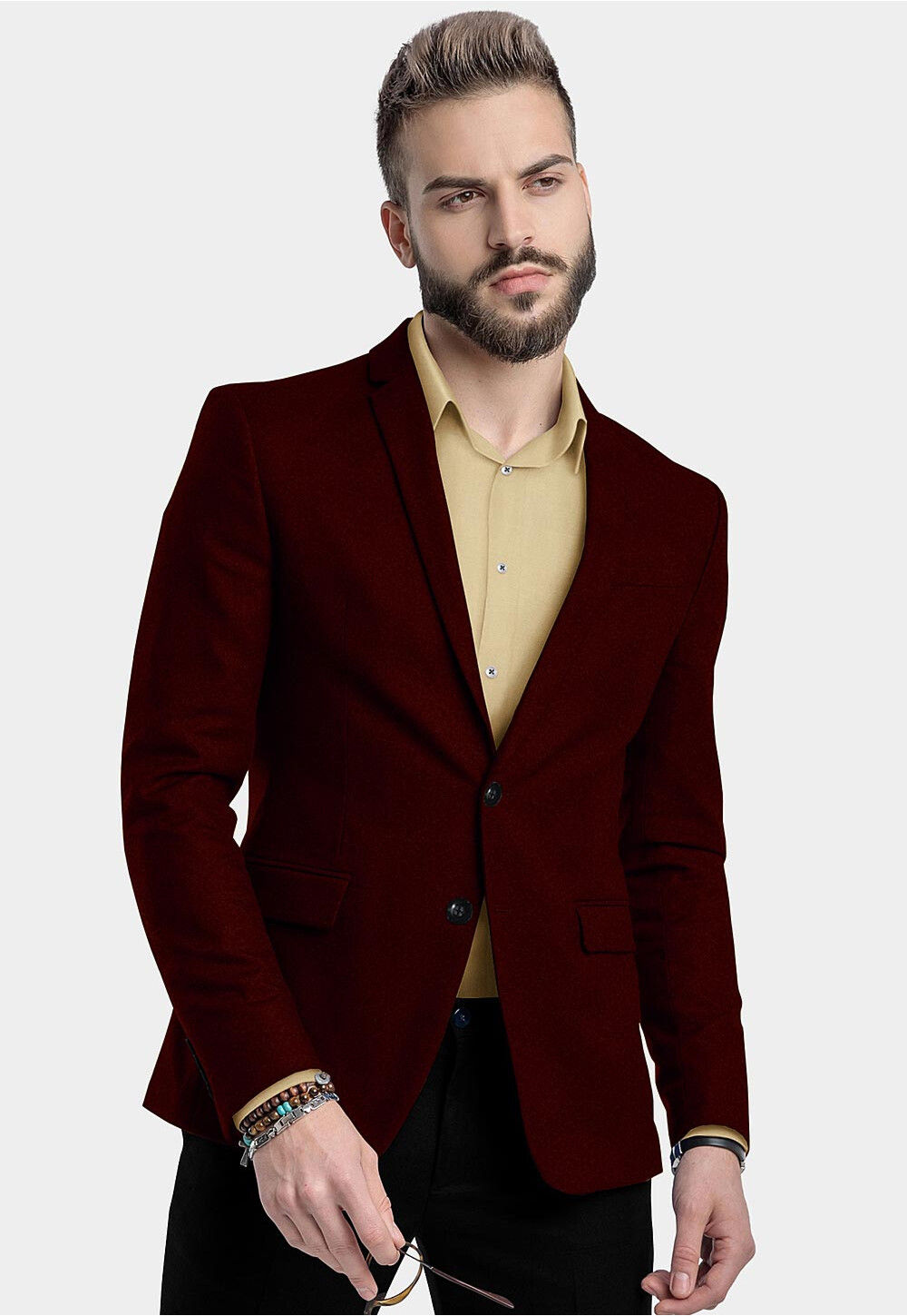Buy Solid Color Velvet Blazer in Maroon Online : MTE1138 - Utsav Fashion