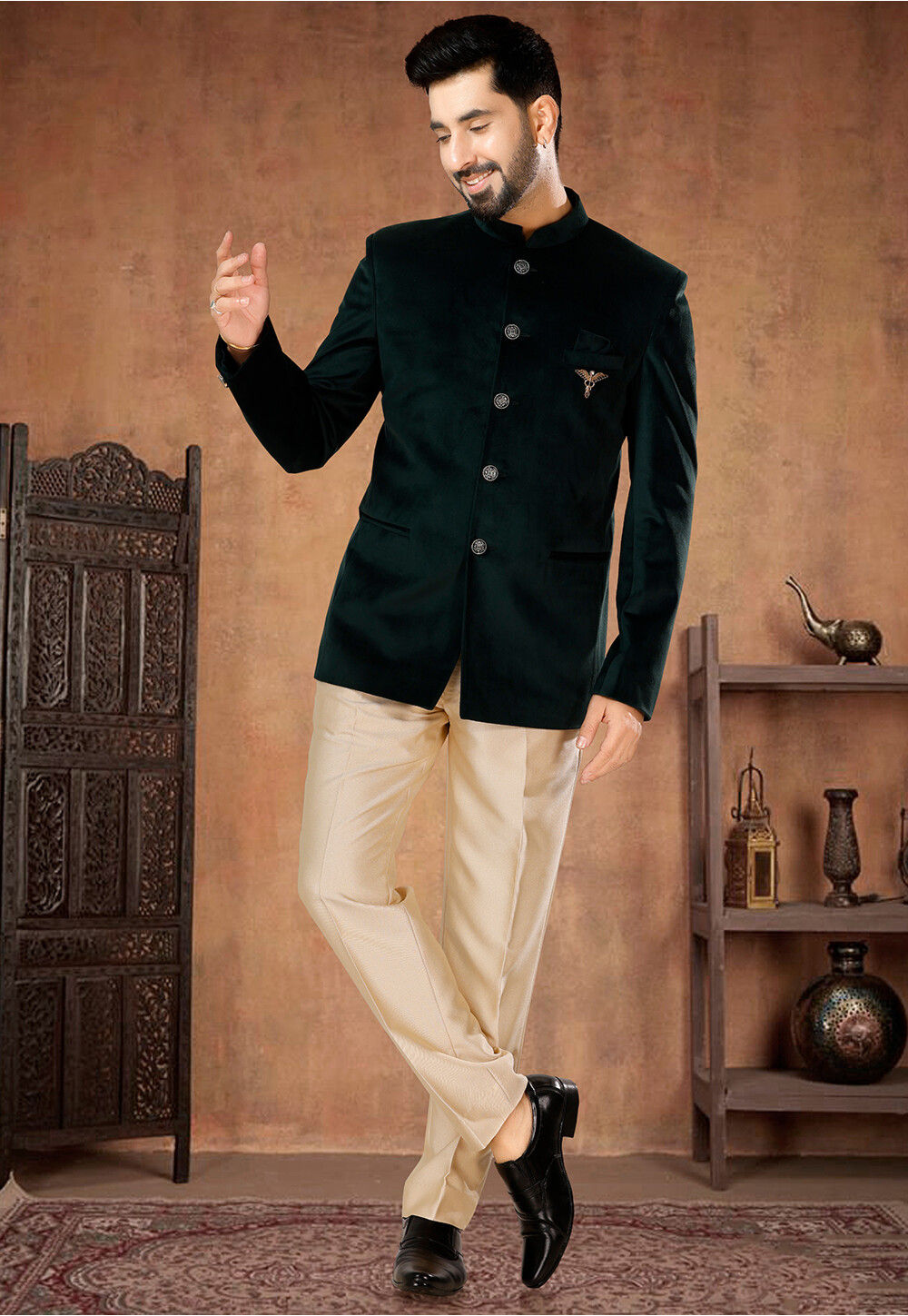 Green jodhpuri suit store