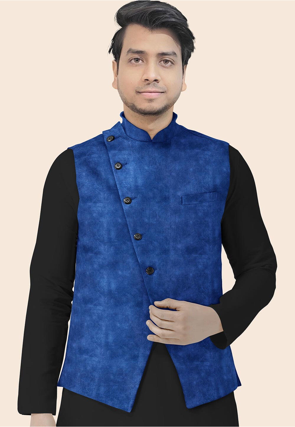 Royal blue store nehru jacket