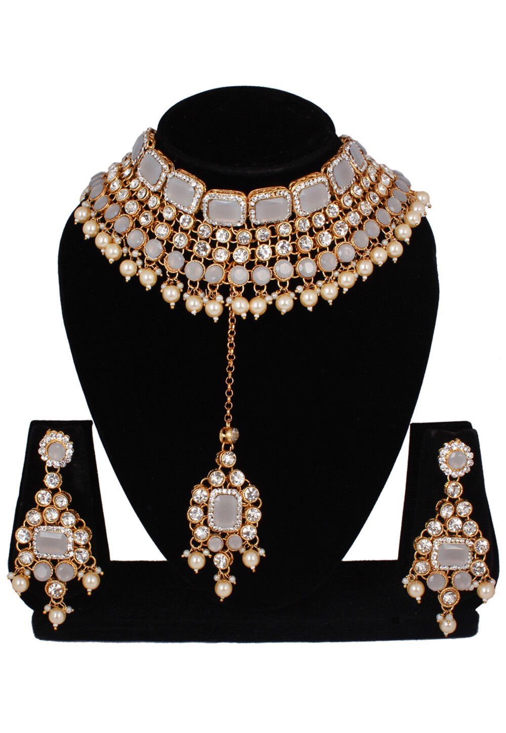 Stone Studded Choker Necklace Set - 6213 main image 0