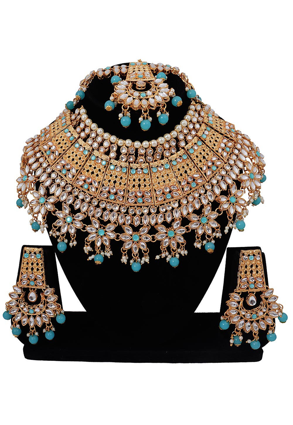 Stone Studded Peacock Style Necklace Set