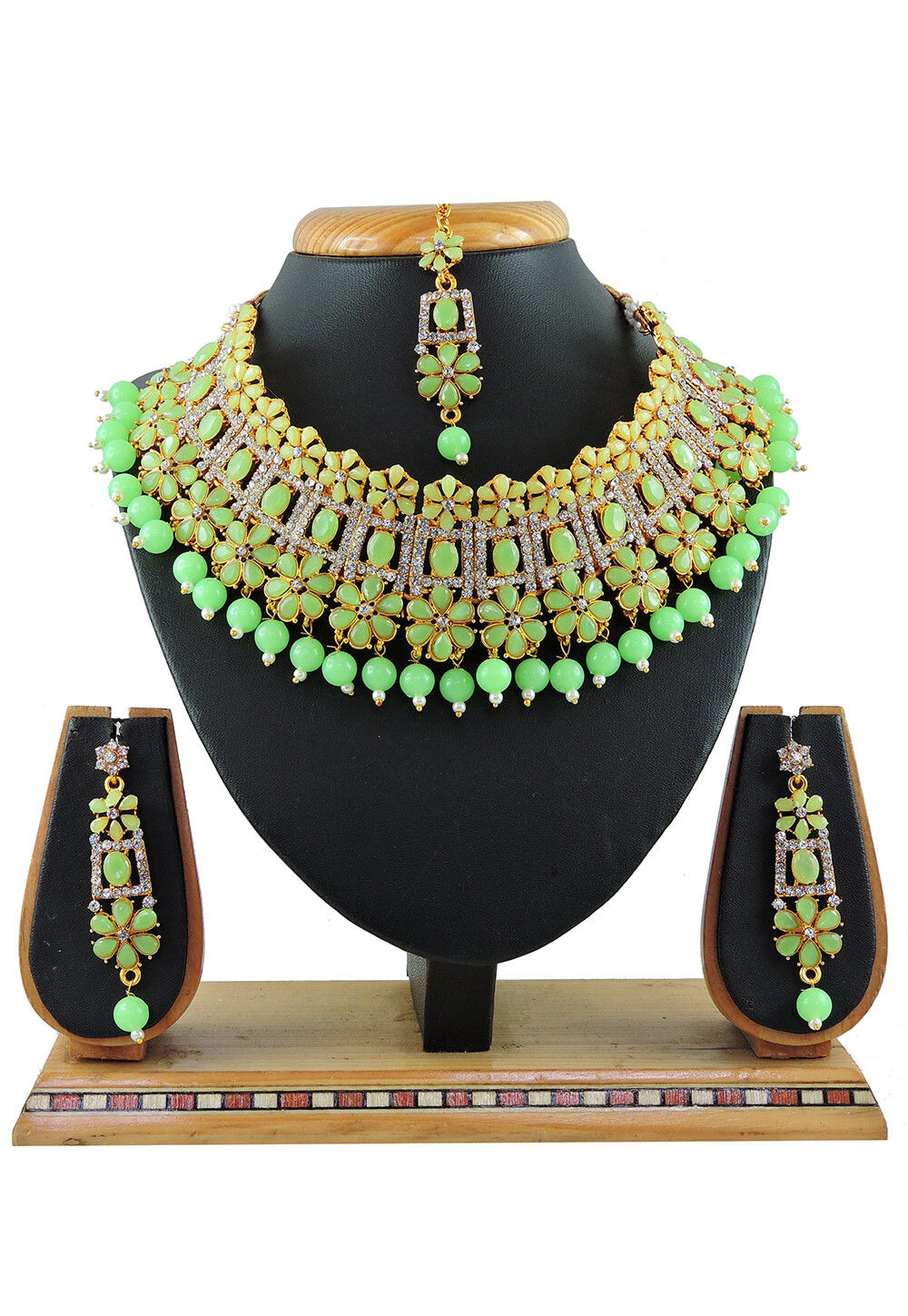 Yellow Stone Studded Choker Necklace Set - 6278 main image 1
