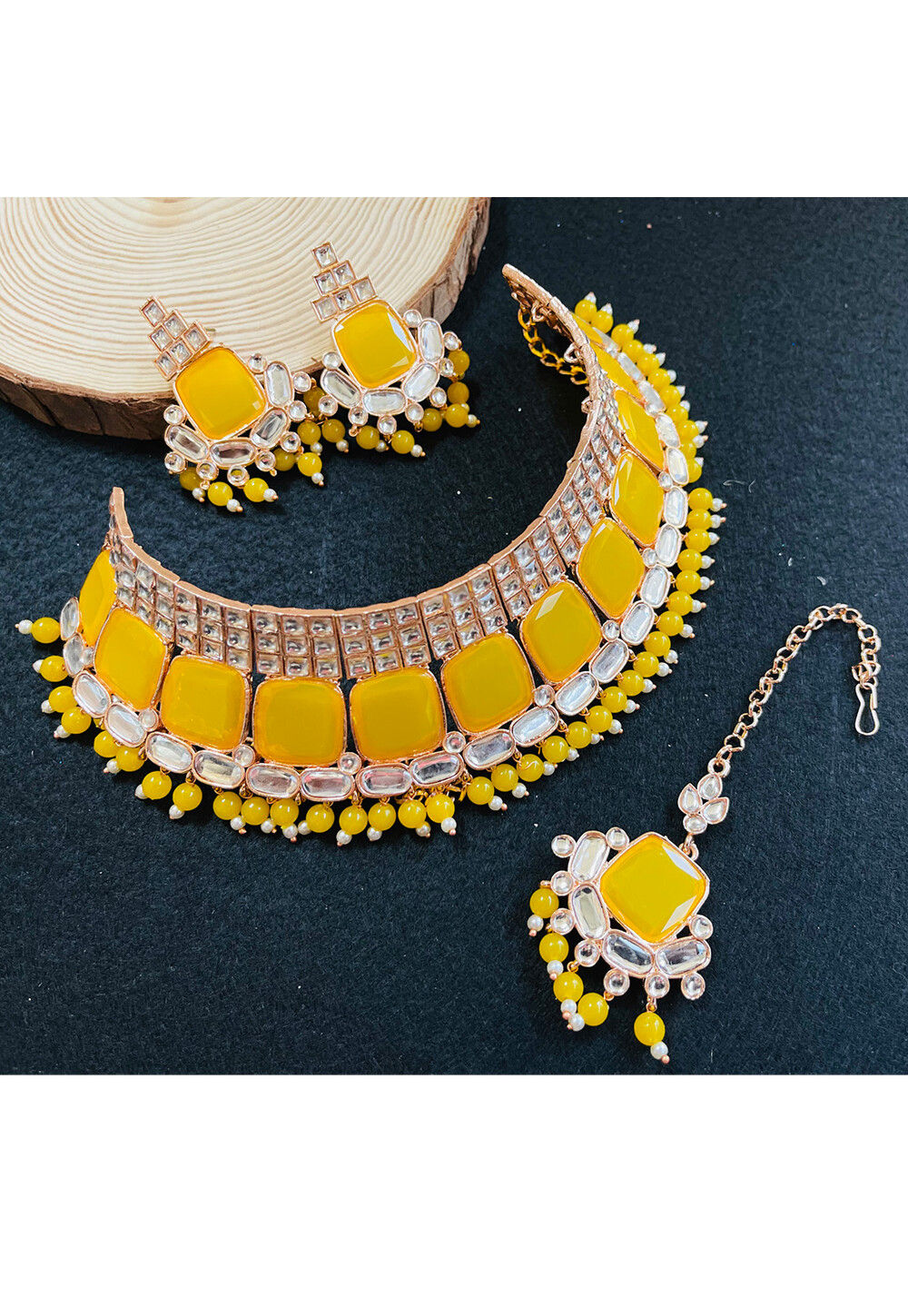 Gold Finish Utsav Choker Set with Stone Accents main image 1