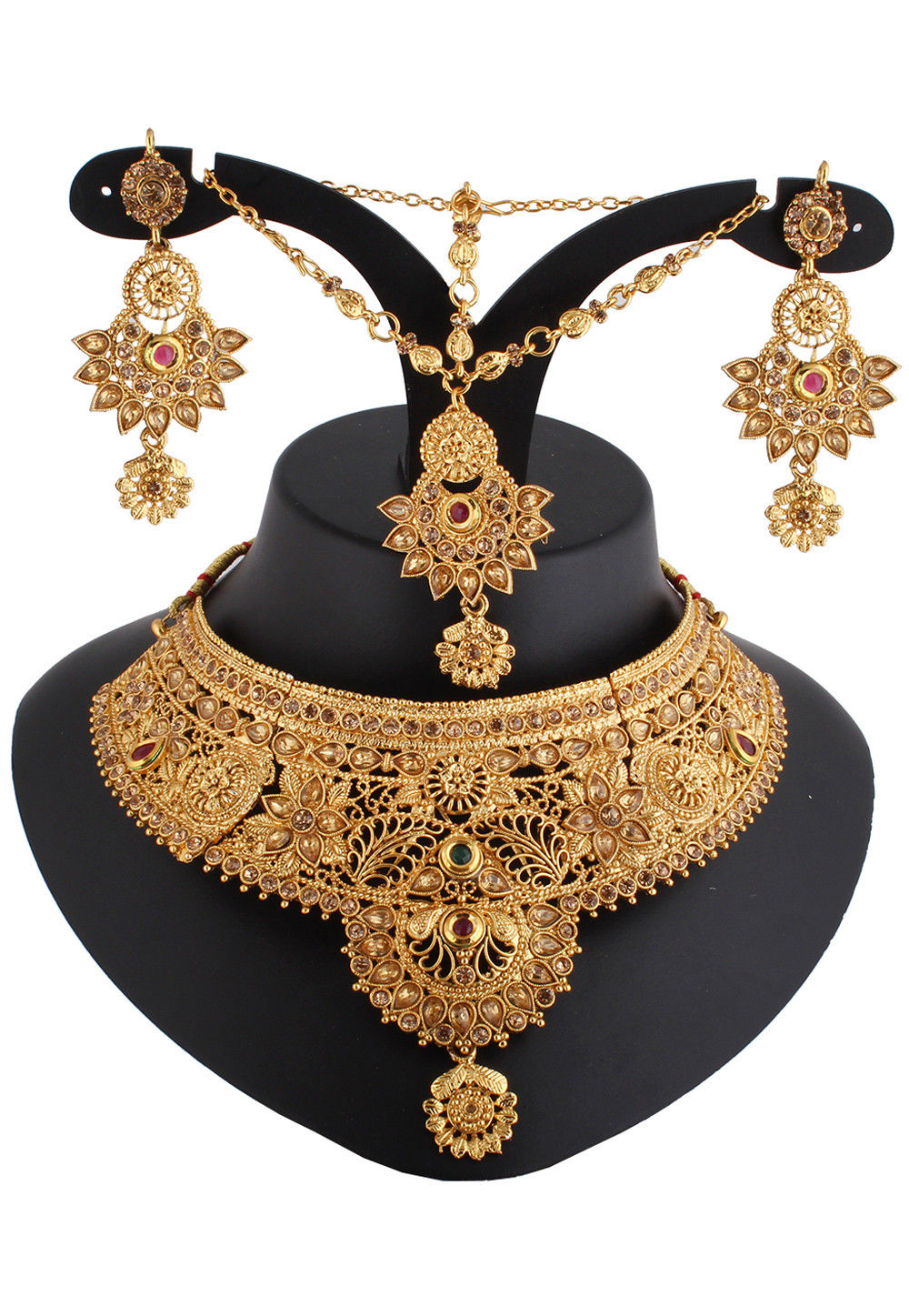 Stone Studded Choker Necklace Set - 6213 main image 0