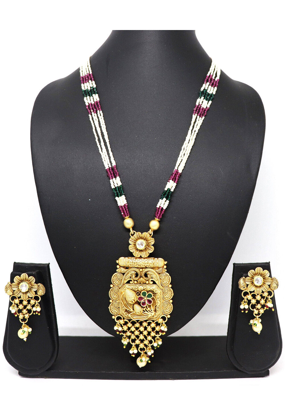 Stone Studded Necklace Set JDN177