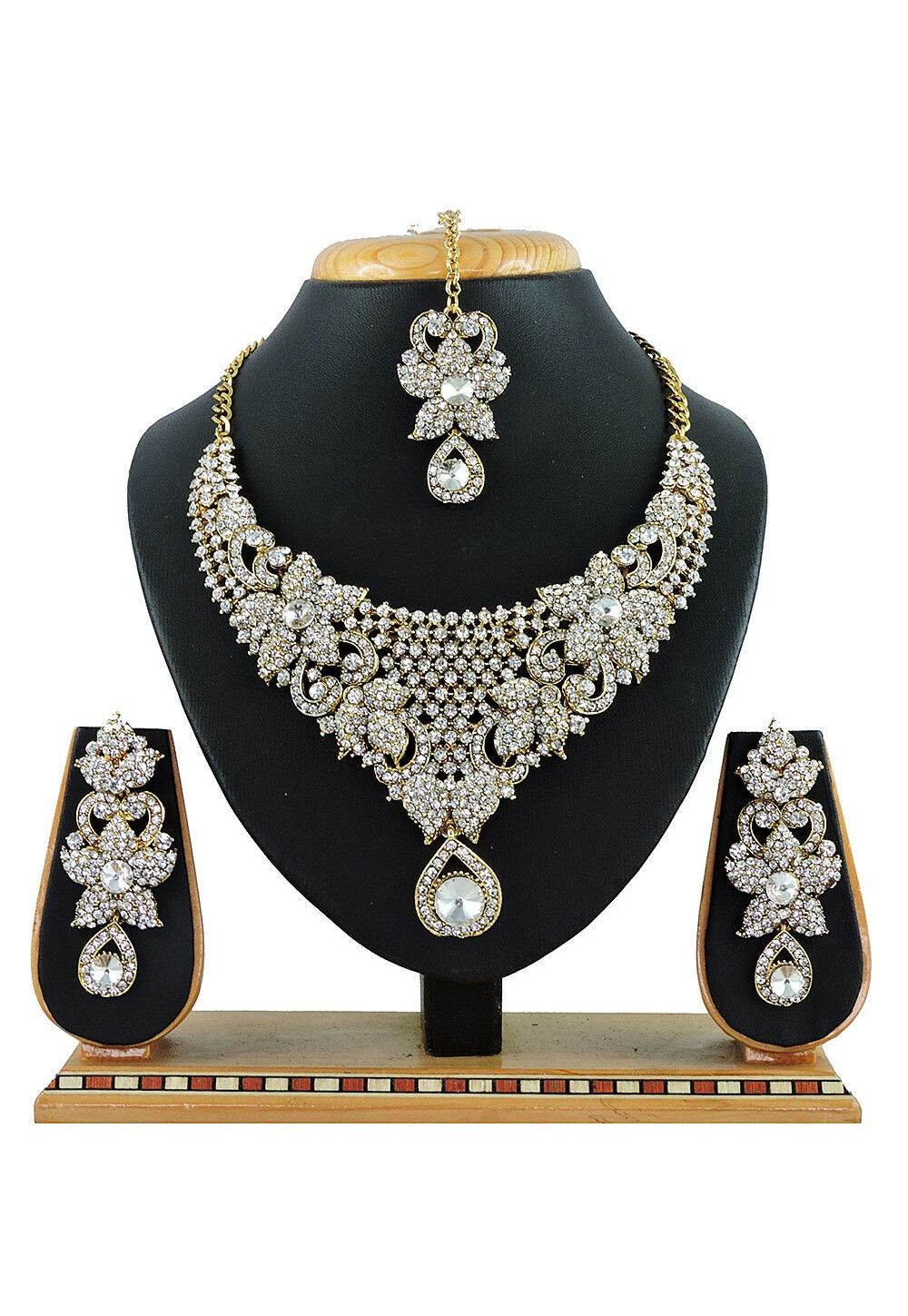 White stone top necklace set online