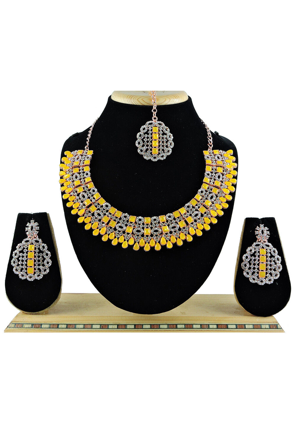 Yellow color necklace set cheap