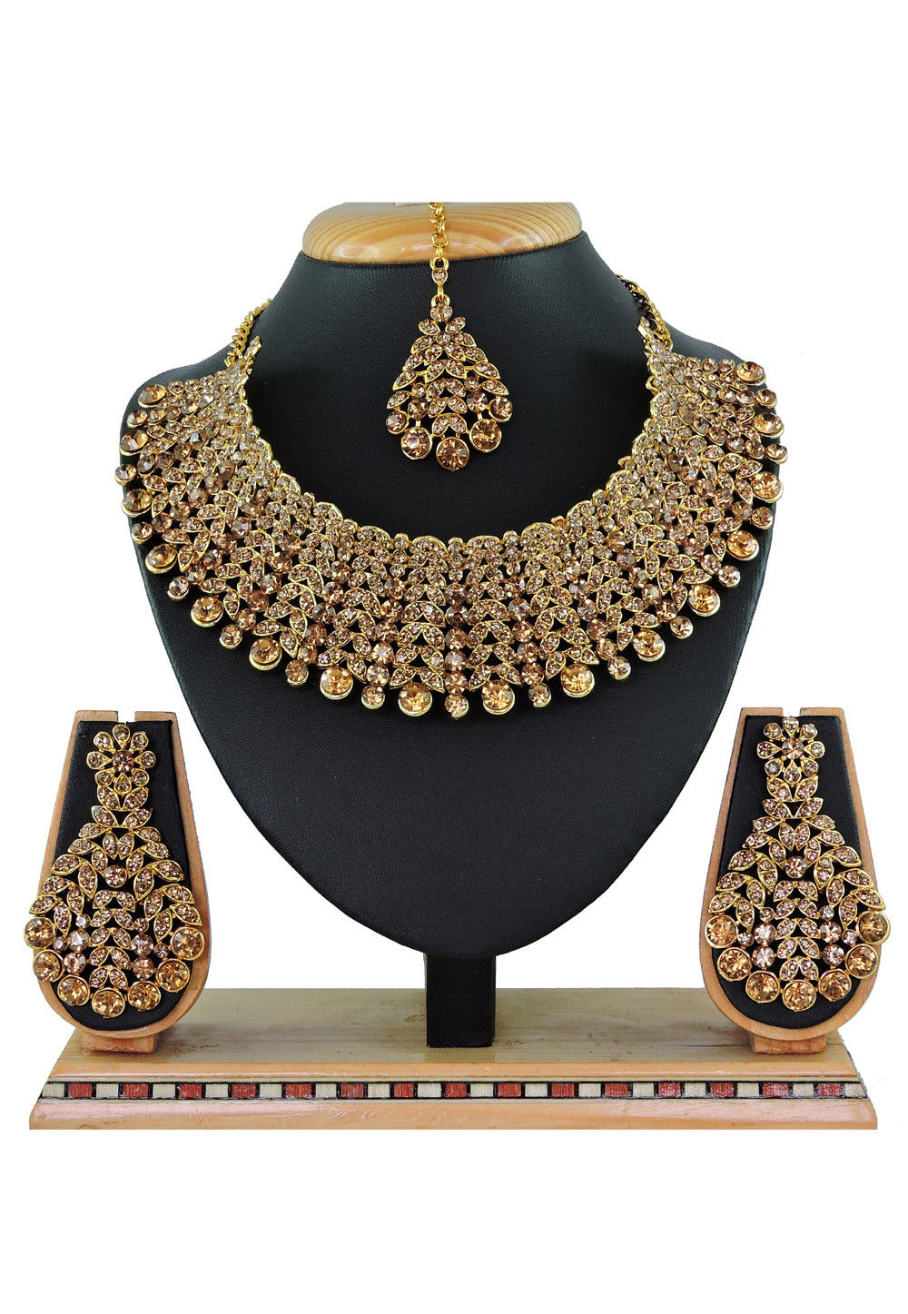 Gold-Plated Stone-Studded Necklace main image 1