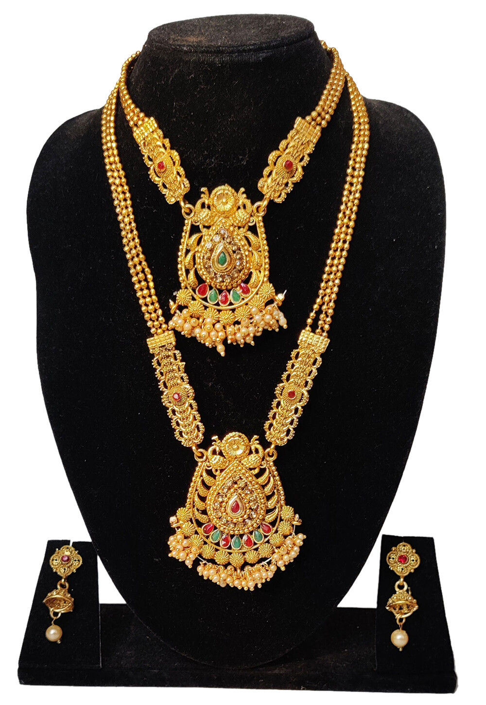 Stone Studded Peacock Style Necklace Set