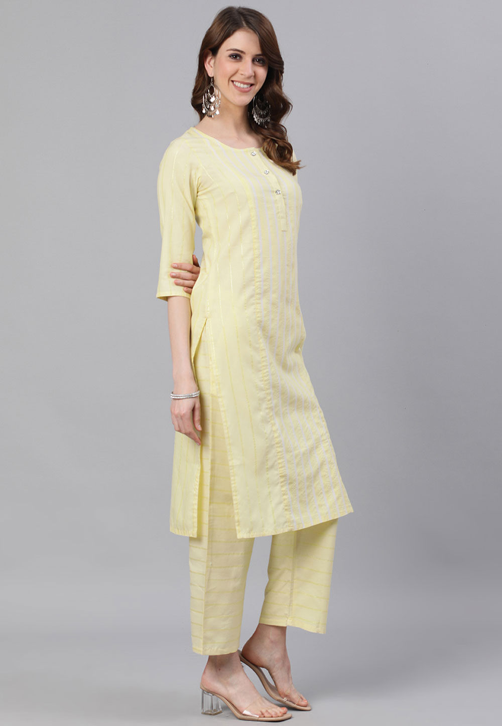 Grey Stripe Printed Casual kurta