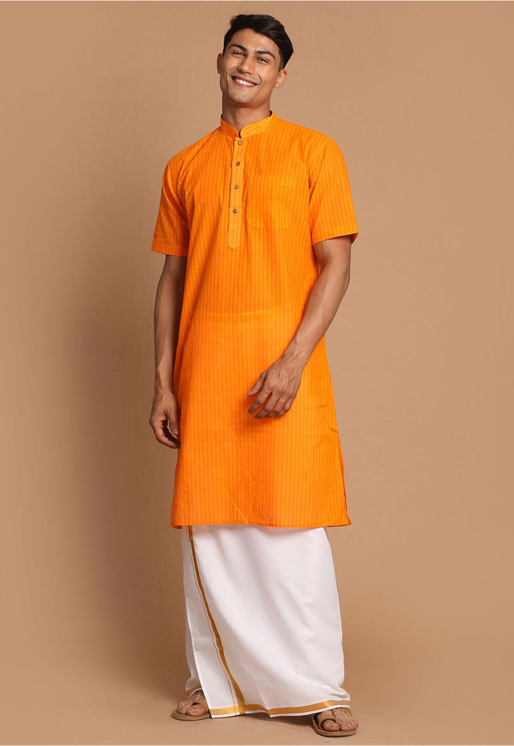 Orange Dupion Silk Kurta Pajama 216069