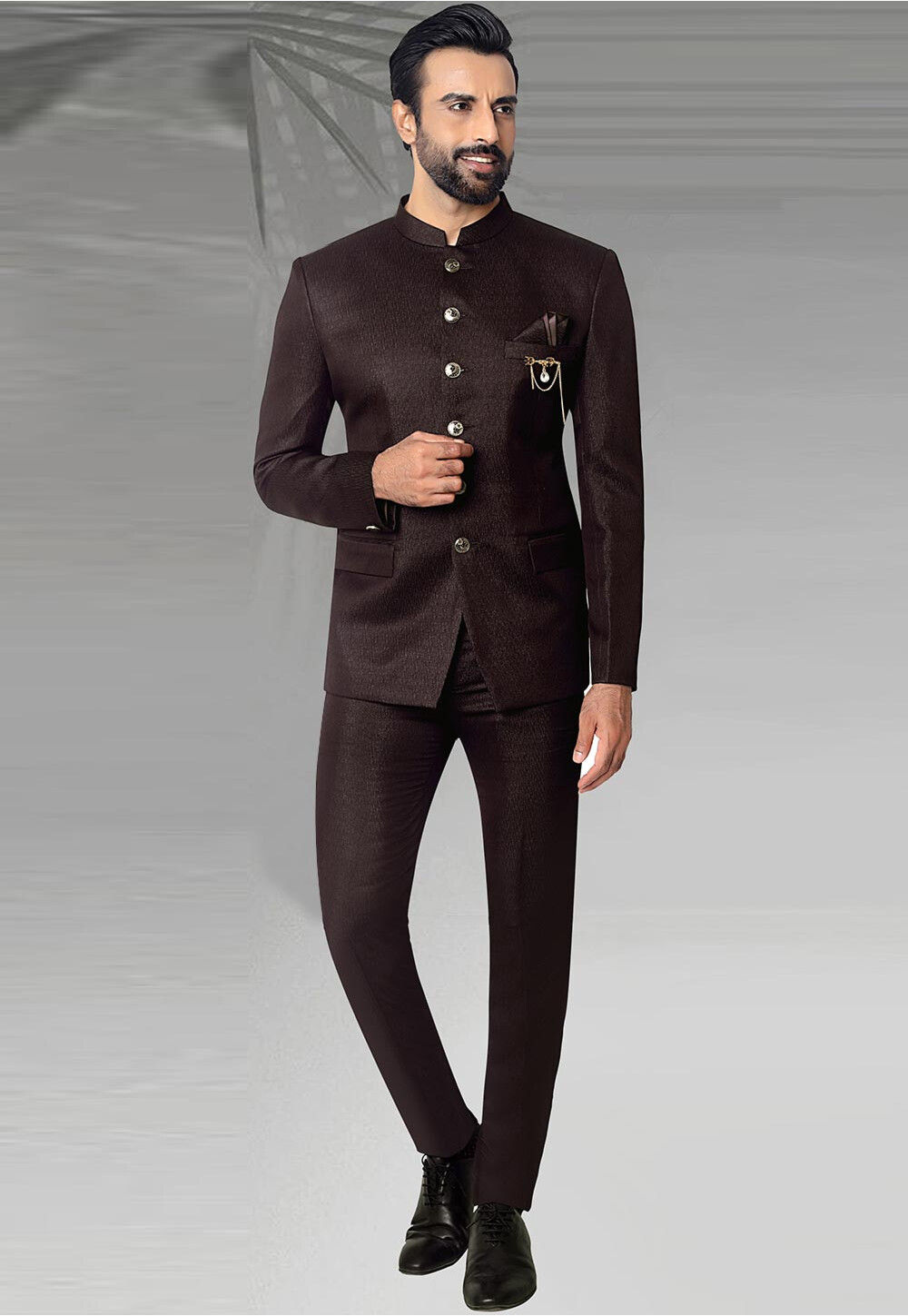 Dark grey jodhpuri suit sales