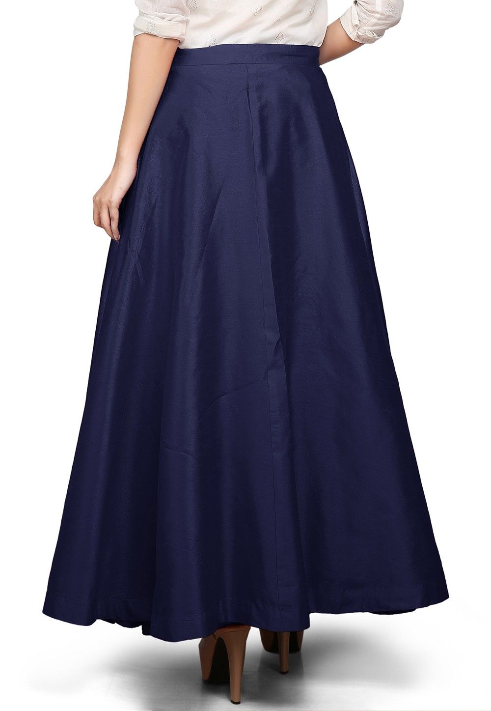 Buy Plain Dupion Silk Long Skirt in Navy Blue Online : THU412 - Utsav ...