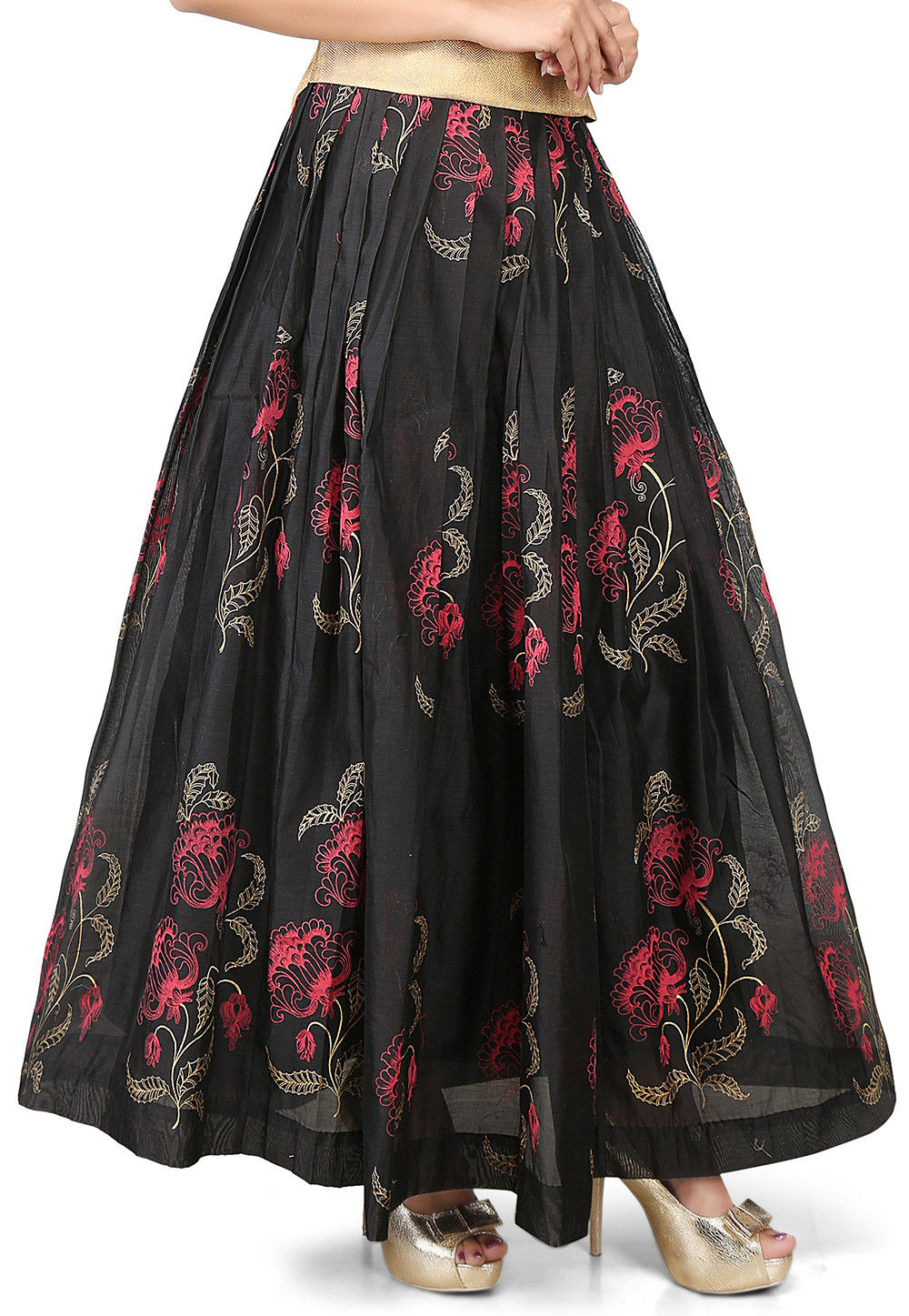 black printed long skirt