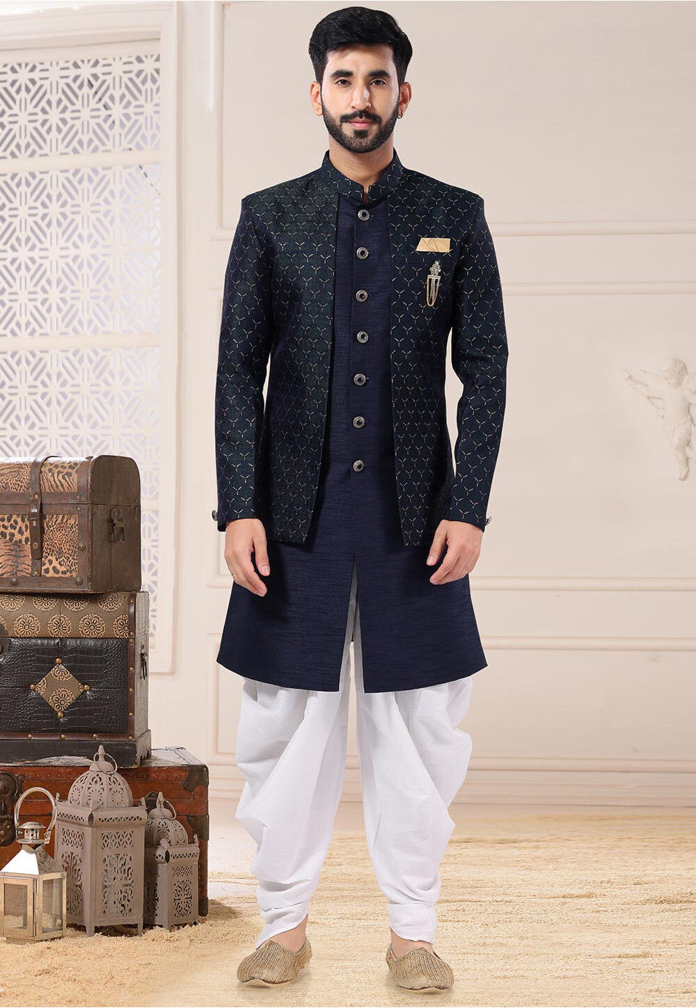 Navy blue silk jacket hot sale