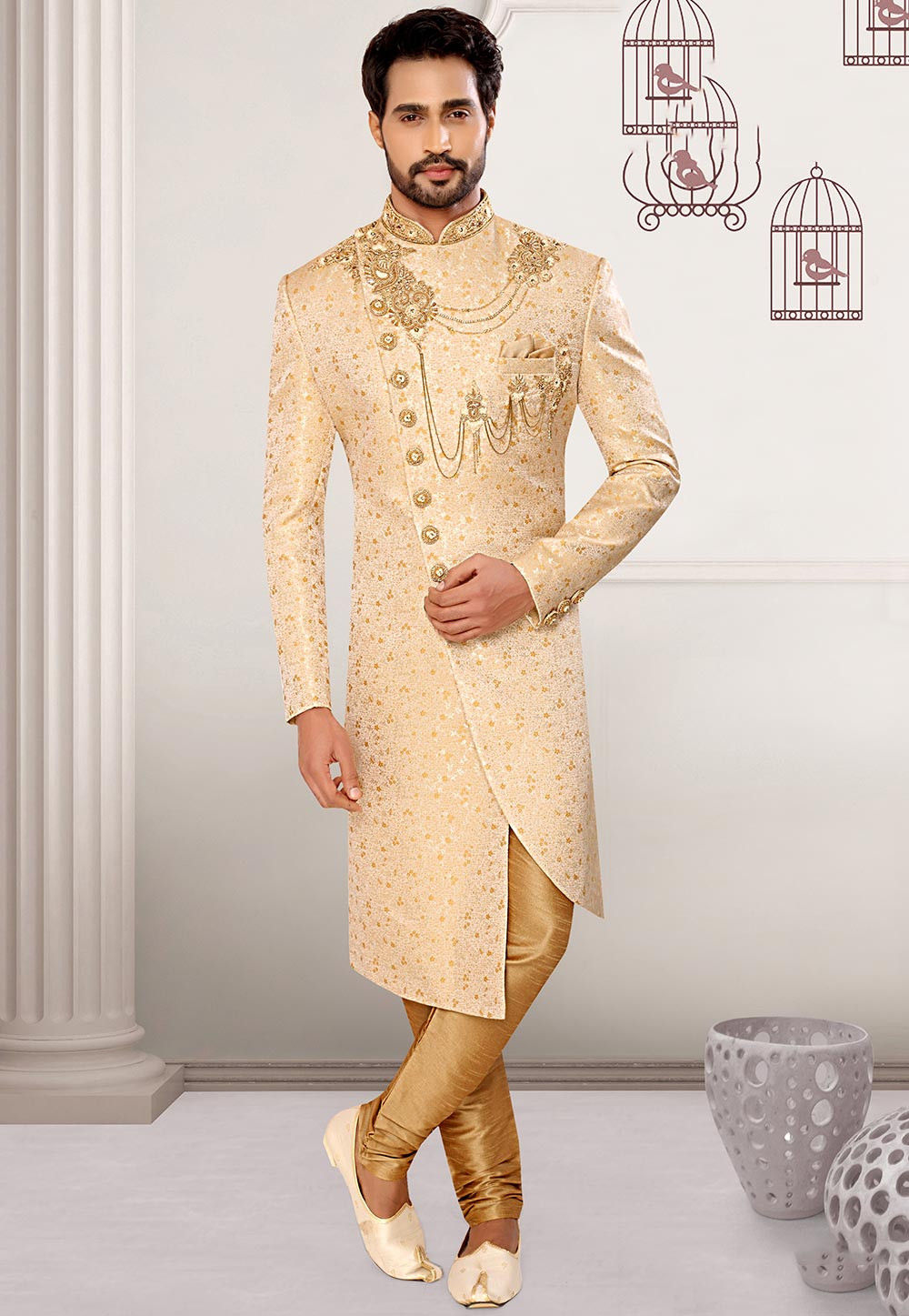 Asymmetric sherwani shop