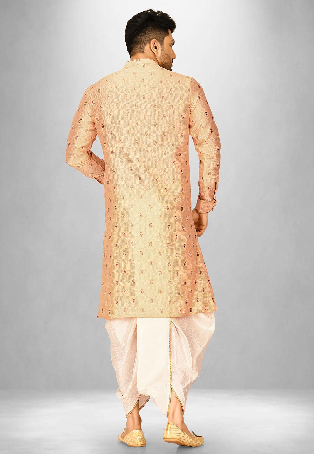 Cream Kurta Jacquard Silk Dhoti main image 0