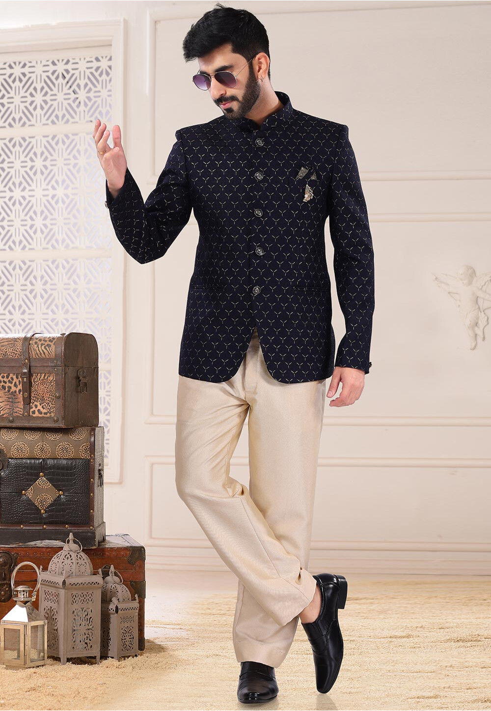 Jodhpuri suits sale navy blue