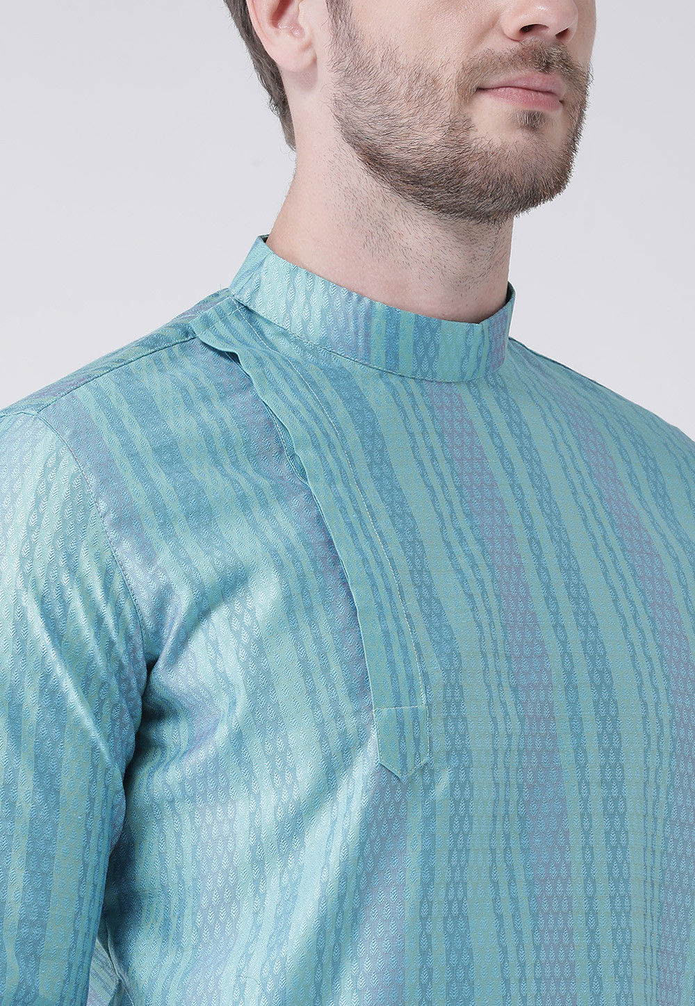 Blue Kurta Jacquard Silk Pant