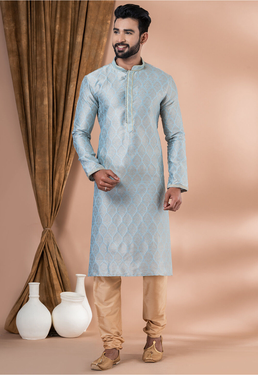 Joban Fashion Sky Kurta Set Organza Sequin Embroidery Work main image 1