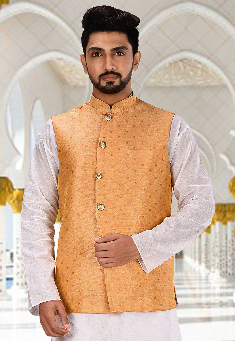 Peach nehru jacket online