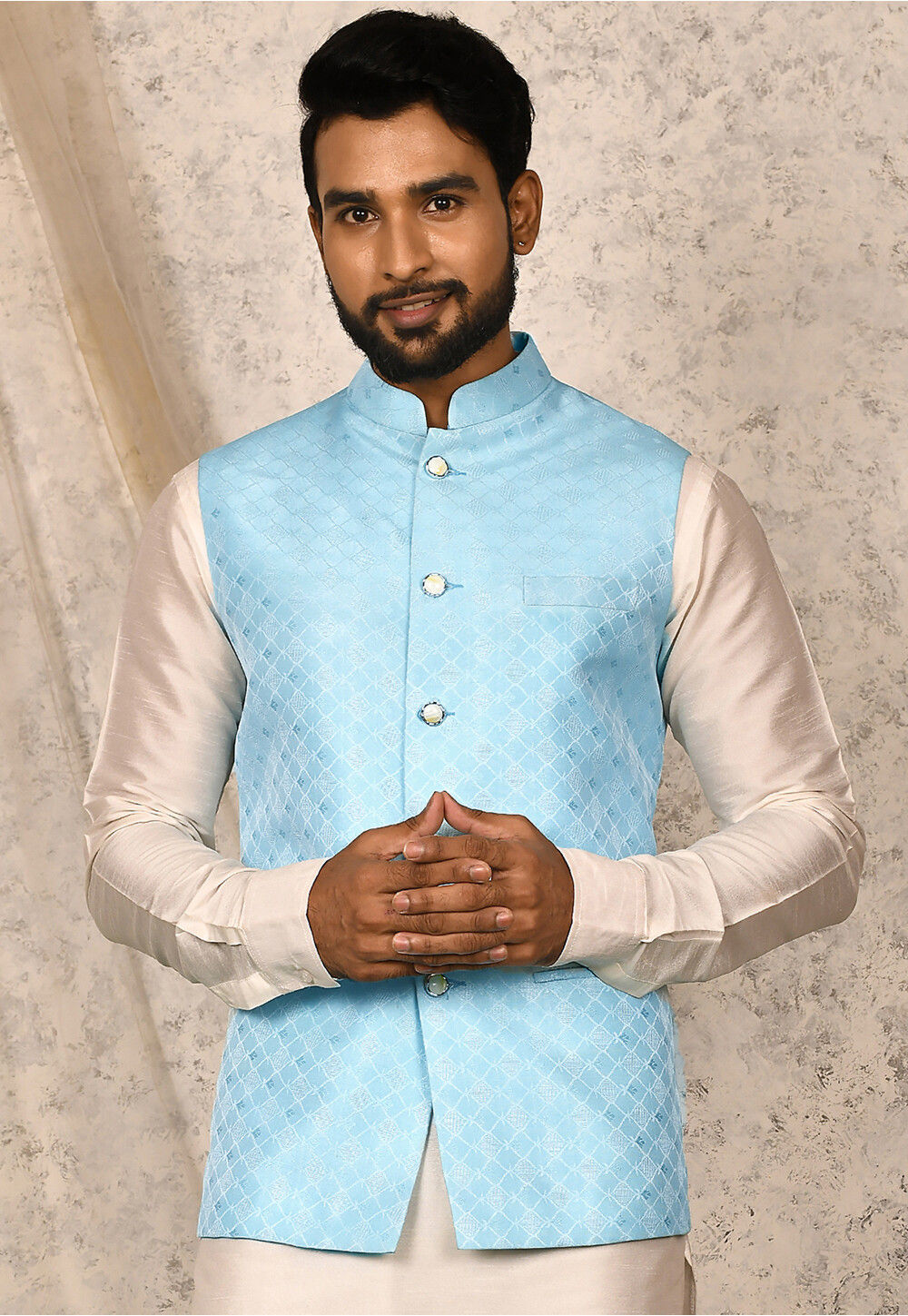 Blue Nehru Jacket | Nehru jackets, Jackets, Bespoke tailoring