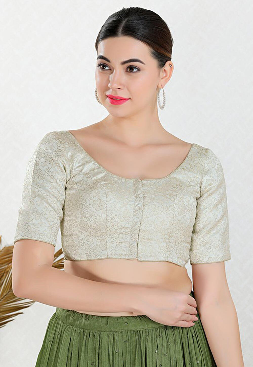Cream Satin Jacquard Blouse