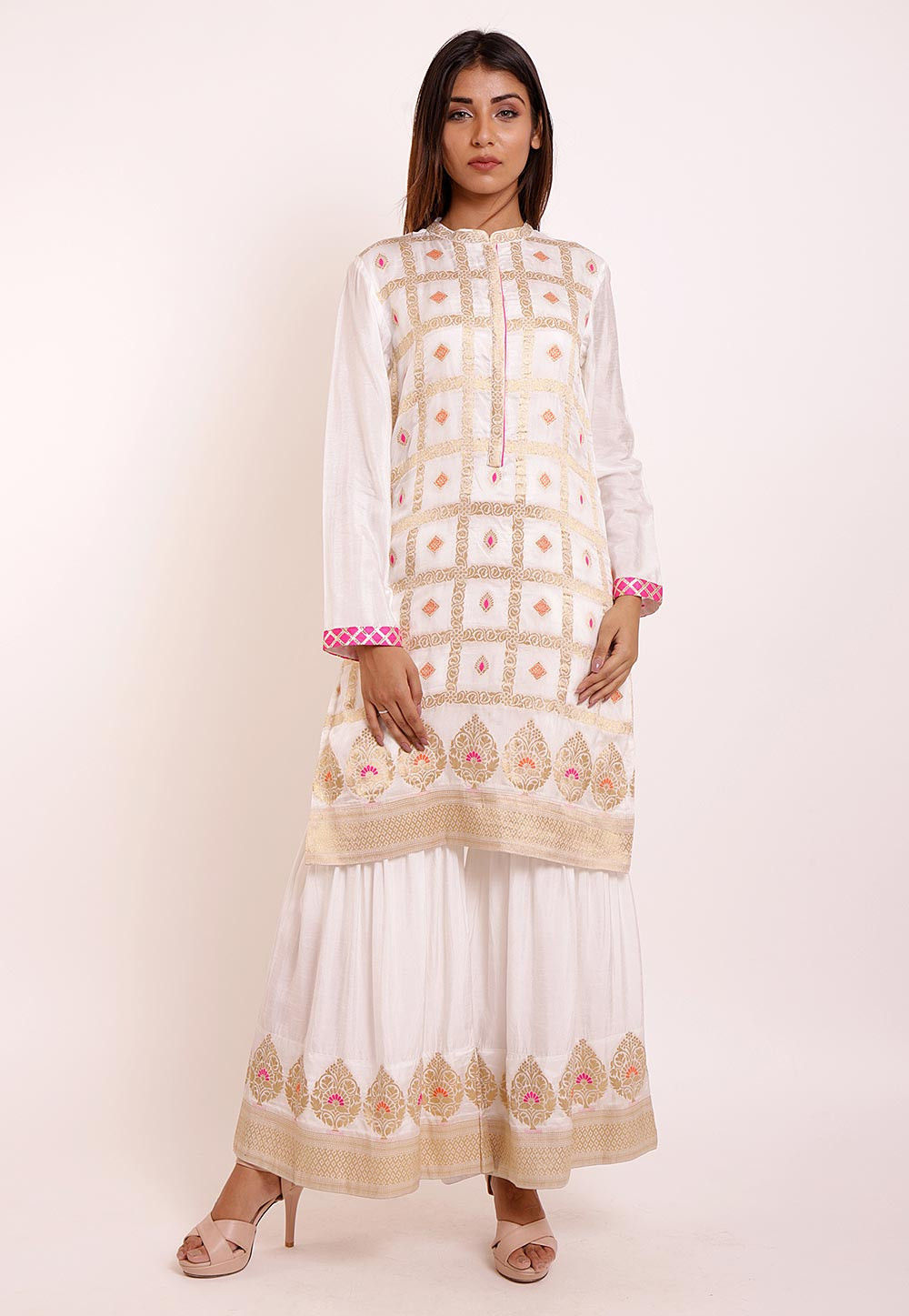 white silk kurtis