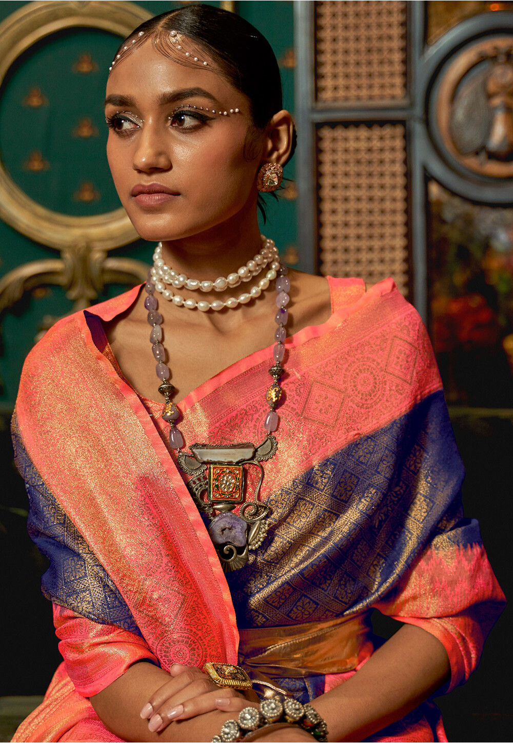 Buy Woven Art Silk Saree in Blue Online SSF19105 Utsav Fashion