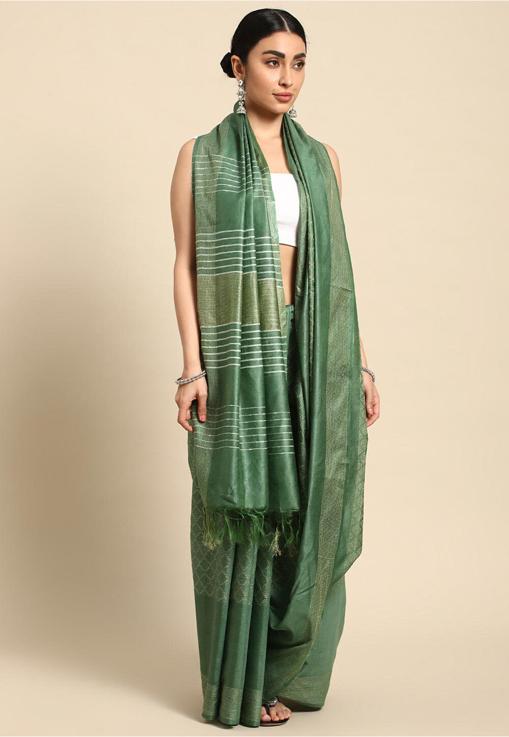 Green Woven Silk Saree