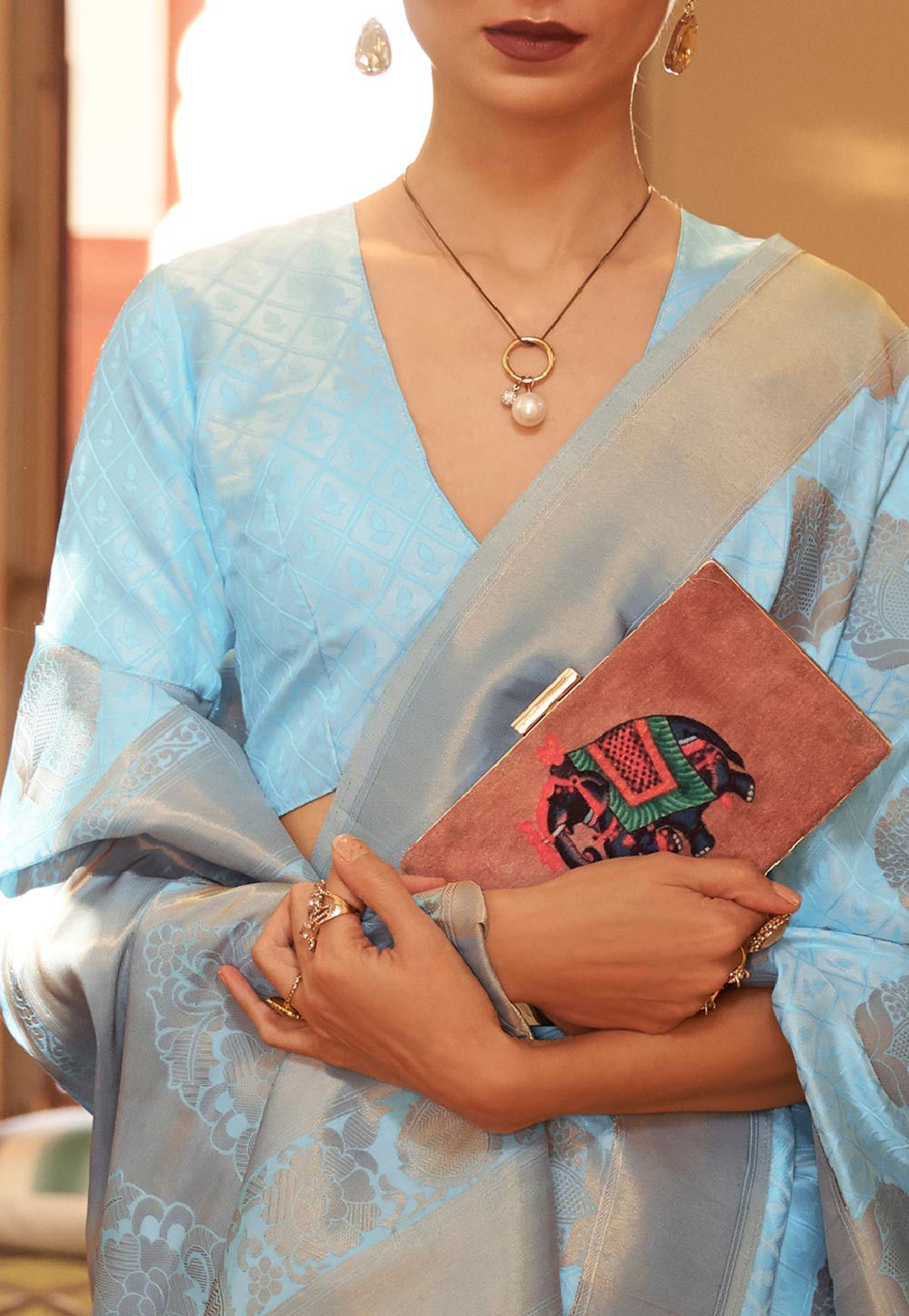 Blue Woven Design Art Silk Saree