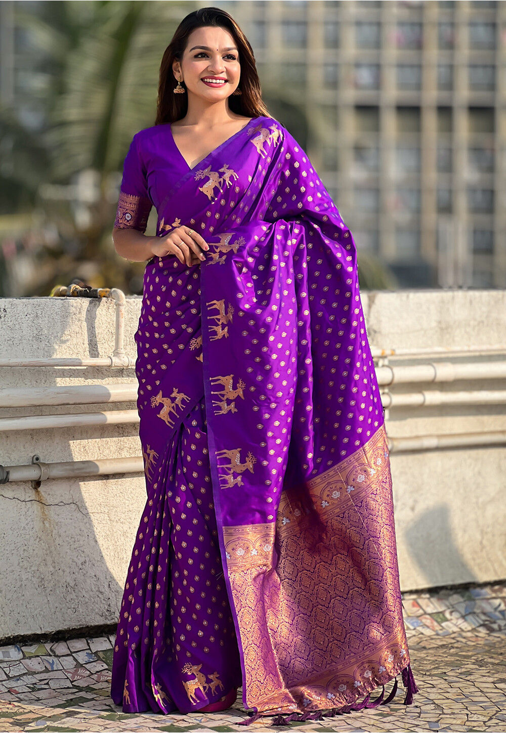 Purple Art Silk Saree