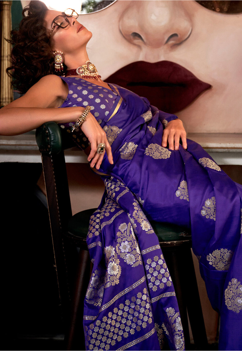 Handwoven Art Silk Saree -  Earls Green +  Lavender Purple