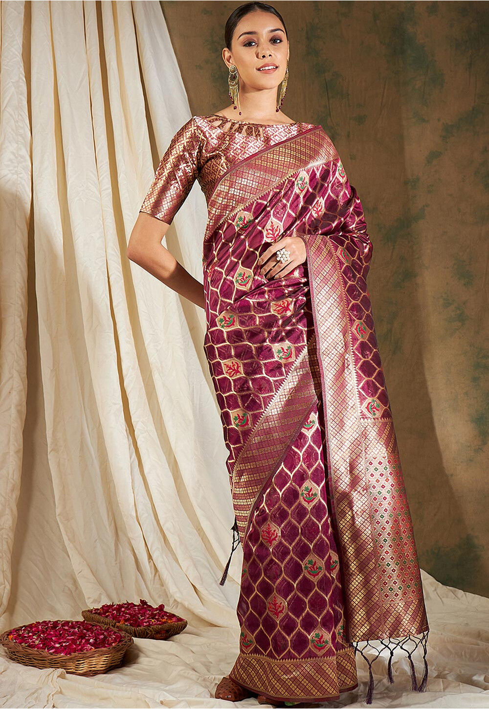 Purple Art Silk Saree main image 1