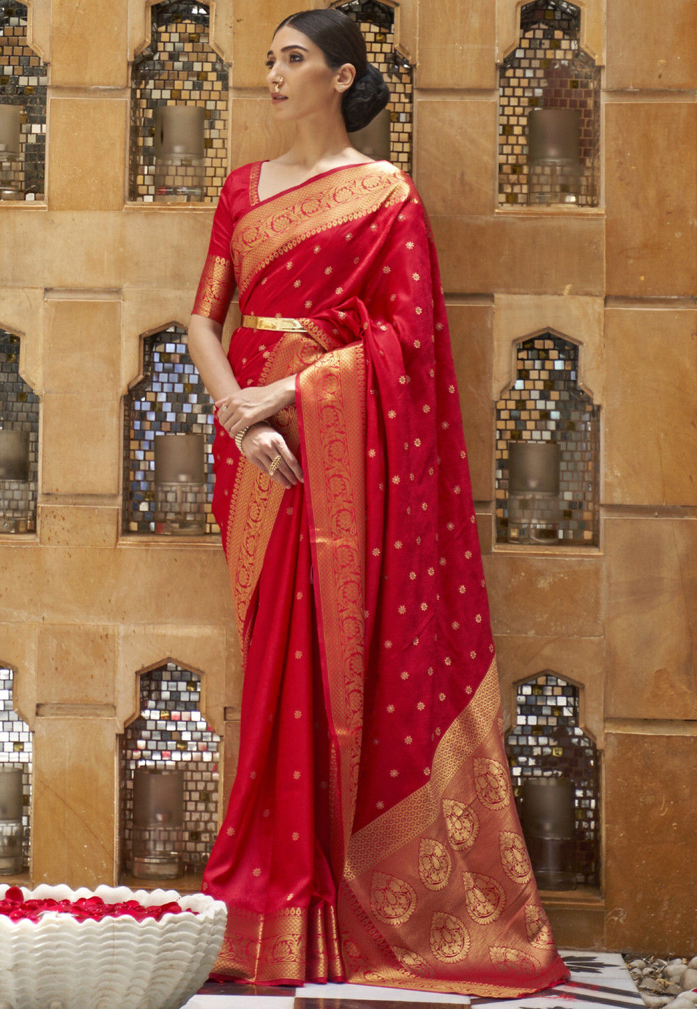 Buy Woven Art Silk Saree in Red Online SSF15283 Utsav Fashion