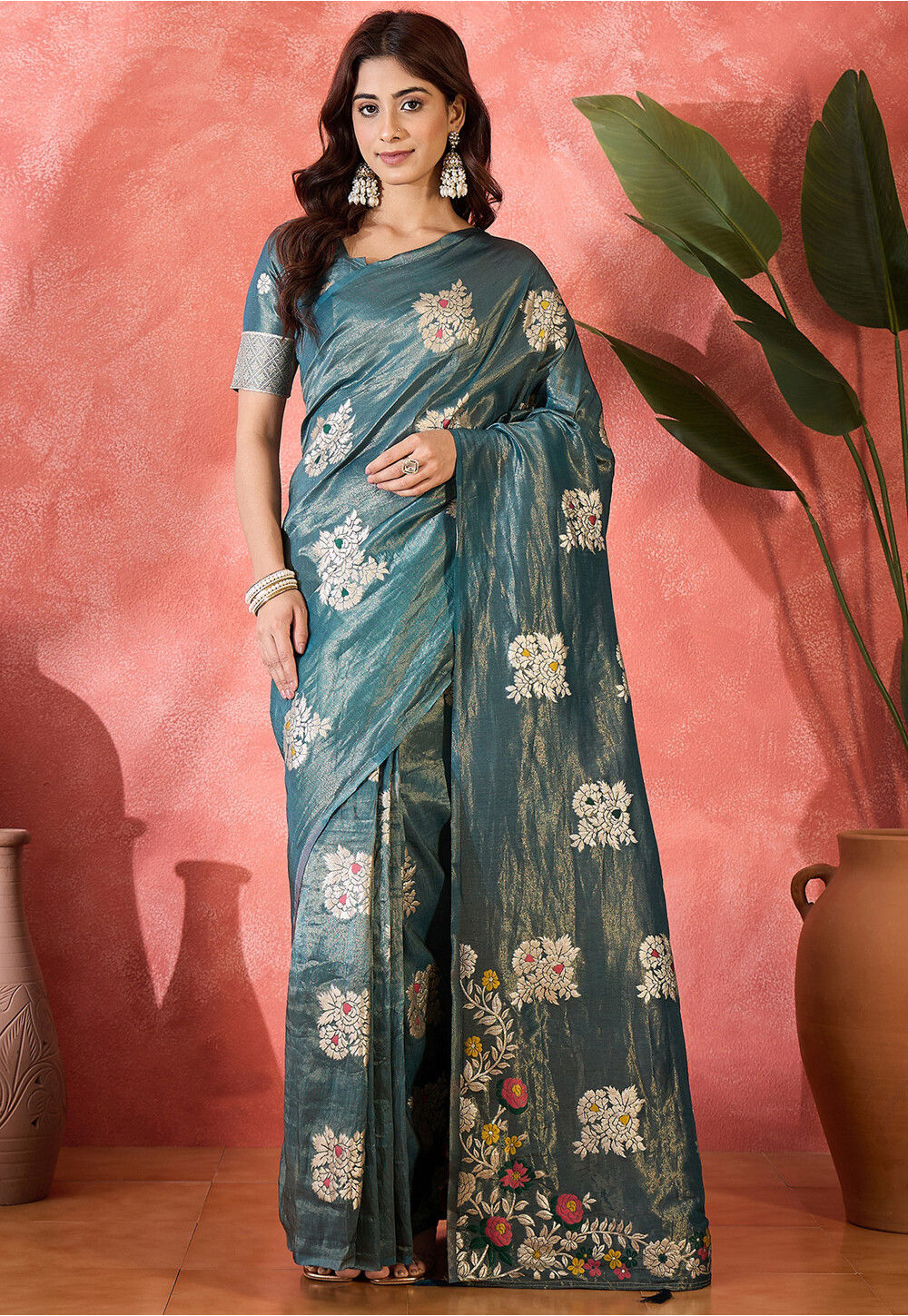 Metallic Shimmer Silk Saree main image 0