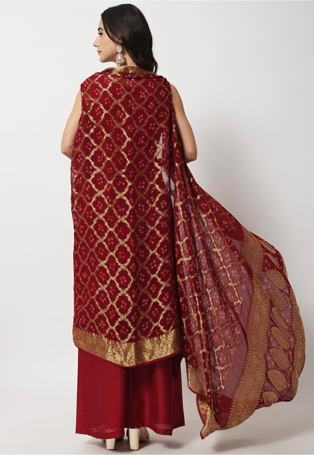 Maroon Woven Design Straight Kurtas
