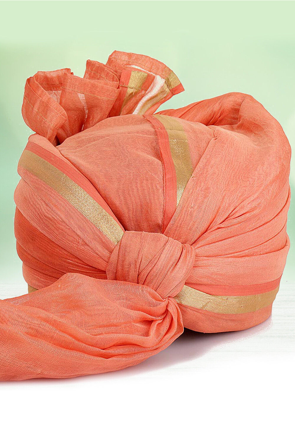 Woven Chanderi Silk Kids Turban in Peach : UNJ1800
